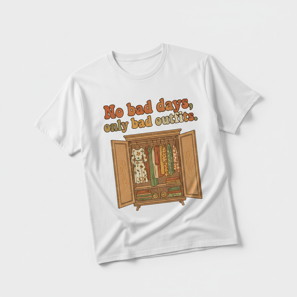 No Bad Days Only Bad Outfits retro vintage men's graphic t-shirt